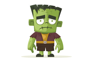 Cartoon Halloween Frankenstein Monster Character isolated on white background
