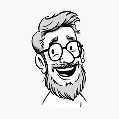 Sticker - Cartoon bearded man smiling