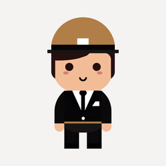 Wall Mural - Cute cartoon construction worker illustration