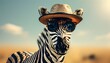 © 克 杜 - Stylish zebra in sunglasses and hat embodying ecotourism spirit on a vibrant safari adventure