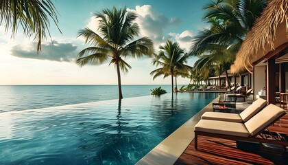 Serene sunbed oasis by the pool at a luxury hotel