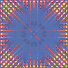 Poster - Digital illustration of a mesmerizing blue and red kaleidoscopic pattern. 3d rendering