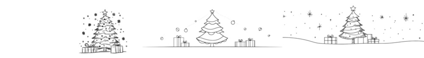 Pine fir tree illustration. Line art style. Minimalist illustration.