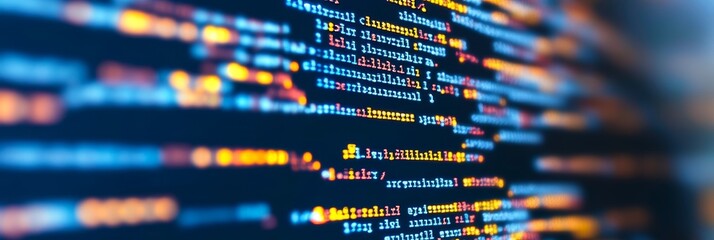 Blurred Computer Screen Displaying Secure Software Development Code In Modern Colorful Theme