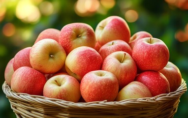 A basket of freshly picked apples, their vibrant colors standing out against the clean background