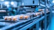 © pisan thailand - Automated industrial bakery production line with conveyor belt transporting packaged cookies baked goods and confectionery snacks in a modern warehouse or factory setting