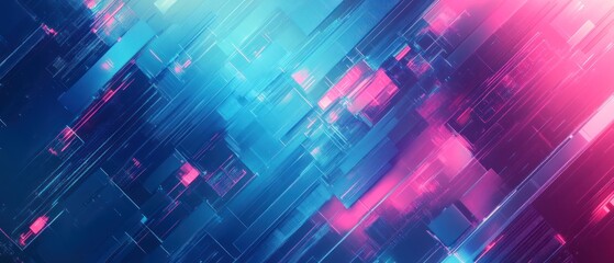 Wall Mural - abstract glitch blue, mint, and pink, digital technology background.
