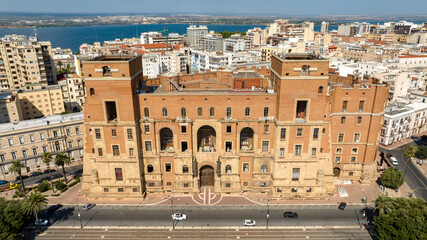 Poster - Aerial view of the Government Palace in Taranto, Puglia, Italy. It is the seat of the Prefecture and the provincial administration. The facade is from the fascist era.