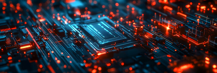 Wall Mural - data science and ai concept design with computer circuitry and data