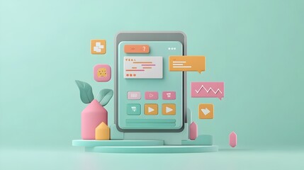 Modern Mobile App Analytics Dashboard on Smartphone Screen