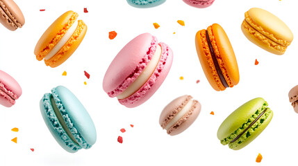 macaroons on white background