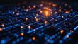 © Ta - A background image depicts a cybersecurity and data protection concept with binary code and small interconnected padlocks on a dark blue backdrop.