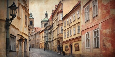 Explore a charming old street with historic buildings. The warm tones capture the beauty of architecture. Perfect for travel, history, or urban exploration themes. AI