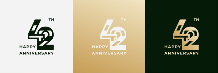 Logo 42th, 42 years anniversary, Creative design template for celebration, greeting, birthday and invitation. Editable file