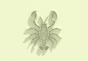 Lobster or crayfish emblem. Seafood shop logo, signboard, restaurant menu, fish market, banner, poster design template. Fresh seafood or shellfish product. 3D render