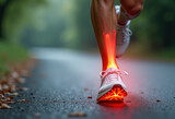 Runner with glowing ankle injury.