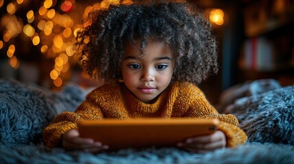 A child uses a digital tablet for homework, illustrating the integration of technology in education and learning.