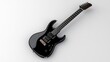 © Raitalinn - A sleek black electric guitar contrasts sharply against the clean white background.