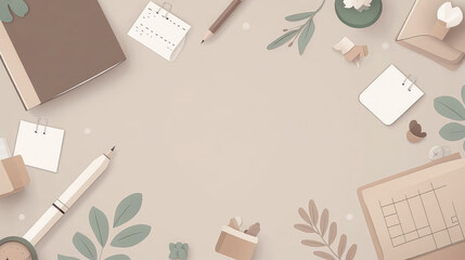 clean empty background for text, stylish office supplies on table, pen, pencil, paper, beige, white, copy space, blank, mockup, layout, write, letter, school, office, drawing, backdrop, design