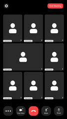 Wall Mural - virtual meeting grid showcasing multiple participants in an online conference call during the day