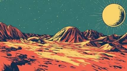 Wall Mural - Mars earth and moon, planets of the solar system. Pop art retro vector illustration comic cartoon vintage kitsch drawing