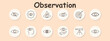 © Кирилл Макаров - Observation set icon. Eye closed, vision technology, passion, target vision, focus, observation, foresight, global vision, help, telescope, zoom, inspection.