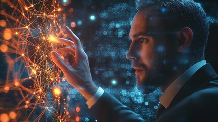 Business man touch digital screen