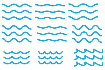 Wall Mural - set of line water waves icon, sign