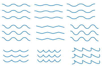 Wall Mural - set of line water waves icon, sign