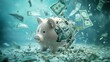 © B 7 YOU - A shattered piggy bank surrounded by dollar bills, symbolizing financial loss.