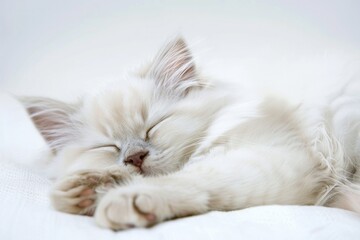 Isolated Cat. Cute White Kitten. Domestic Pet Animal with Fluffy Fur