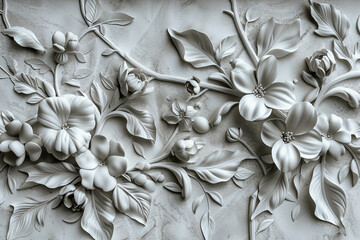 Texture decorative backgrounds bas-relief with roccoco element generative AI