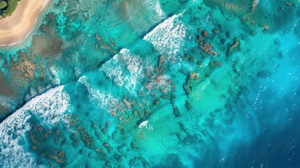 Canvas Print - Aerial View of Turquoise Ocean Waters