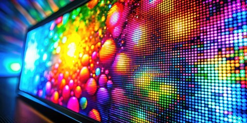 Sticker - Macro photography of a colorful OLED display, creating an abstract and vibrant background , technology, macro, close-up