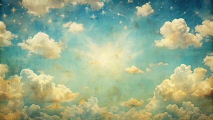 Wall Mural - Retro sky pattern printed on vintage paper, retro, sky, pattern, old, paper, vintage, background, design, nostalgic, weather