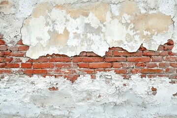 Wall Mural - Weathered Brick Wall with Peeling White Paint