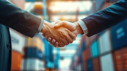 two businessman hands are shaking hands container background