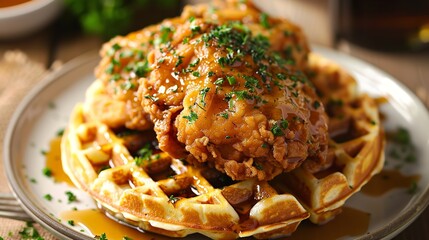 Sticker - Fried chicken with waffles 