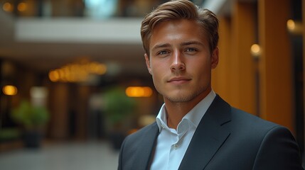 A young businessman conducts a video call on a mobile phone, connecting with a client.