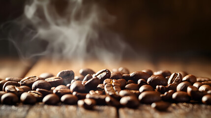 Roasted Coffee Beans on Wooden Surface