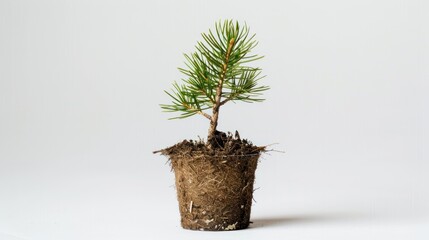 Canvas Print - Small Pine Tree Sapling in a Pot