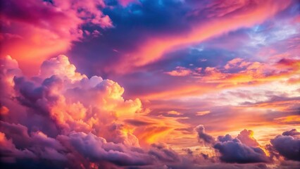 Wall Mural - beautiful sunset casting pink and purple hues on fluffy clouds, sunset, beautiful, pink, purple, clo