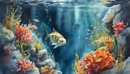 Underwater Enchantment: A Watercolor Journey Through Vibrant Colors and Mysterious Marine Life