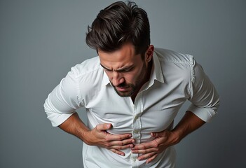 Man holding his stomach in pain