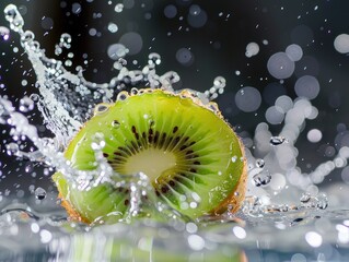 Wall Mural - Kiwi Splash: A Refreshing Burst of Green