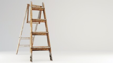 Sticker - Two Wooden Ladders on White Background