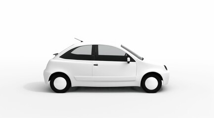 Wall Mural - A white car is parked on a white background