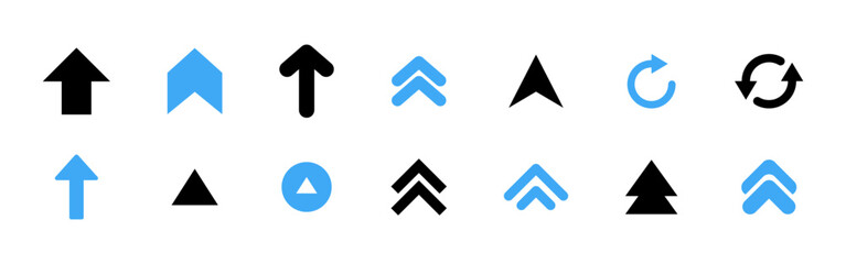 Wall Mural - arrows. black and blue vector arrows. arrow vector icon. arrows up symbols. arrow or cursor. arrow i