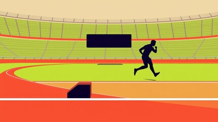 Wall Mural - Running track 3d illustration professional athletics stadium starting line with starting block sports Illustration