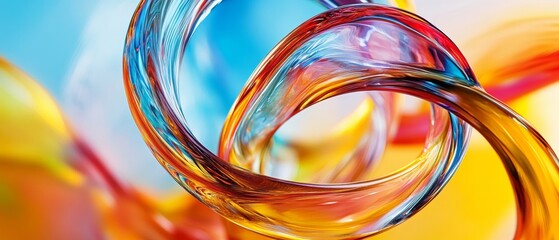 Wall Mural - A colorful swirl of water with a red and yellow center